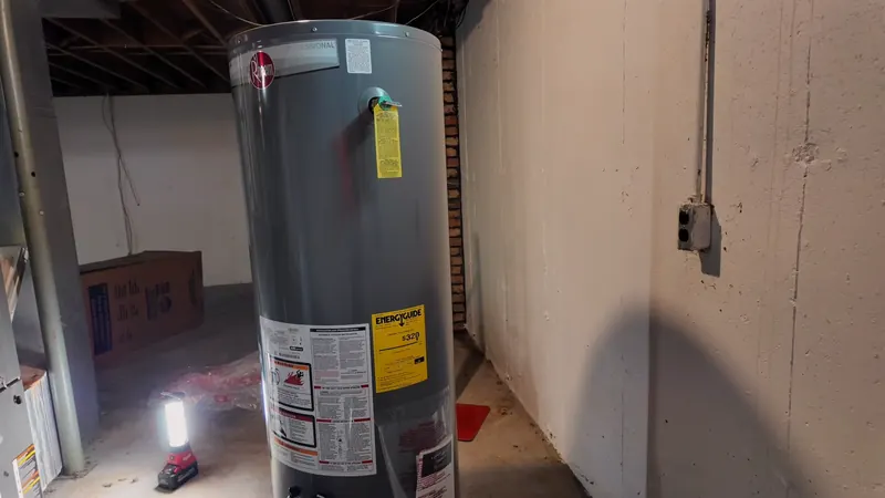 New gas water heater installed in a Chester basement after a water heater replacement